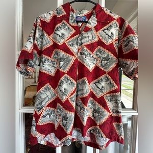 Size M island life vignettes Aloha shirt Rainbow Hawaii
